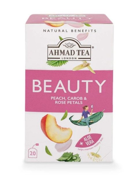 شاي احمد شاي الحفاظ على نضارة البشره يحتوي على ألوڤيرا بالخوخ والخروب والورد